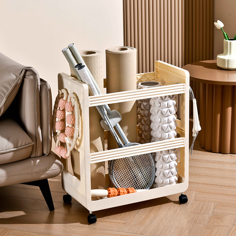 Home Gym Yoga Mat Storage - Yoga Supplies Storage Rack Movable Trolley