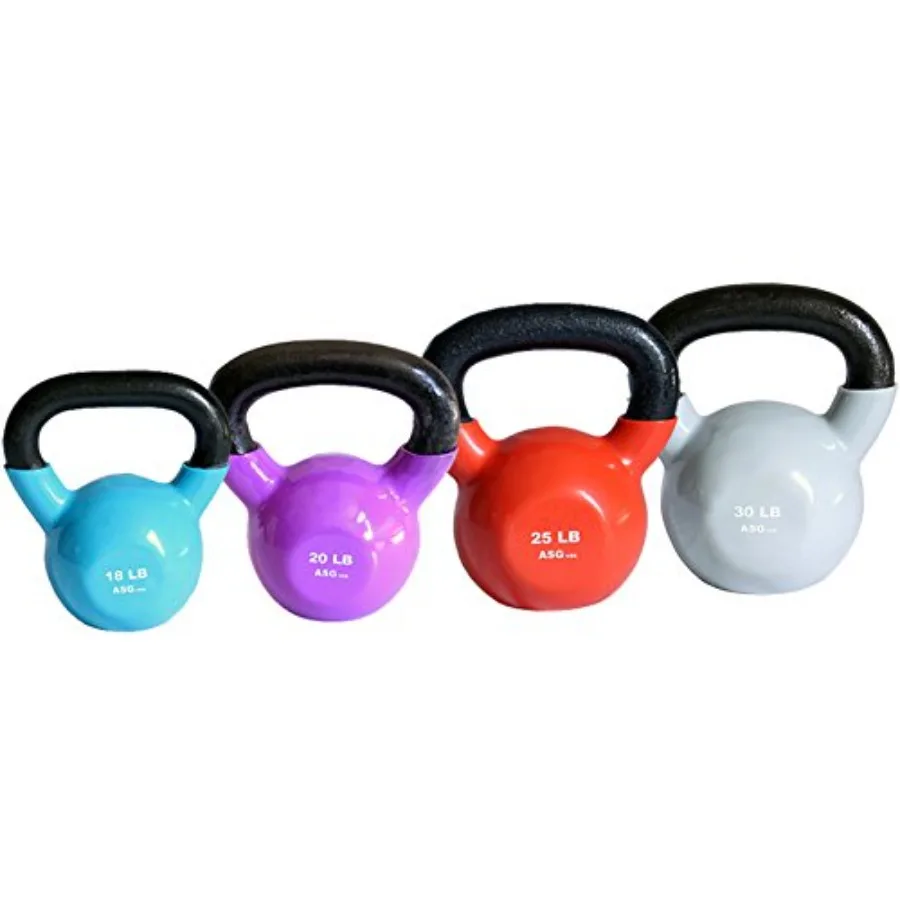 Home Gym Set - Home gym vinyl kettlebells set: 12/15/18/20/25/30lbs,