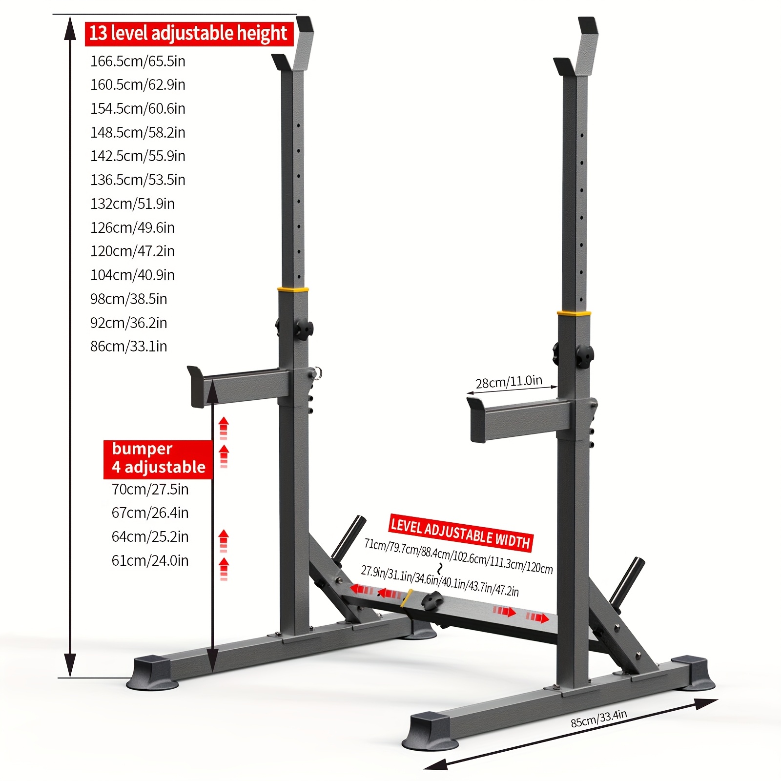 Adjustable Weight Bench - 1 Squat Stand With Barbell Weight