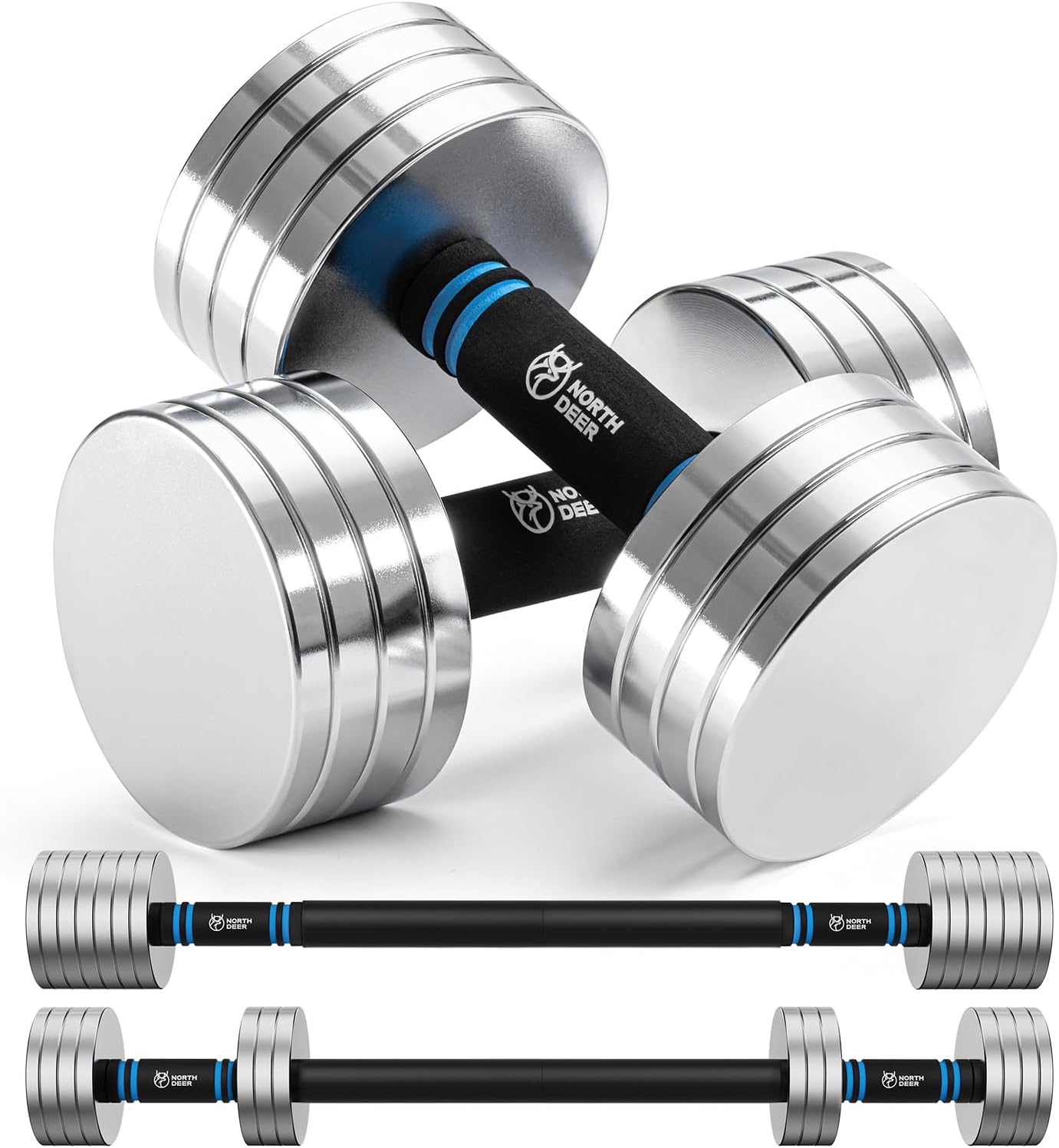 Home Gym Workout - Upgraded Adjustable Steel Dumbbells 40LB /
