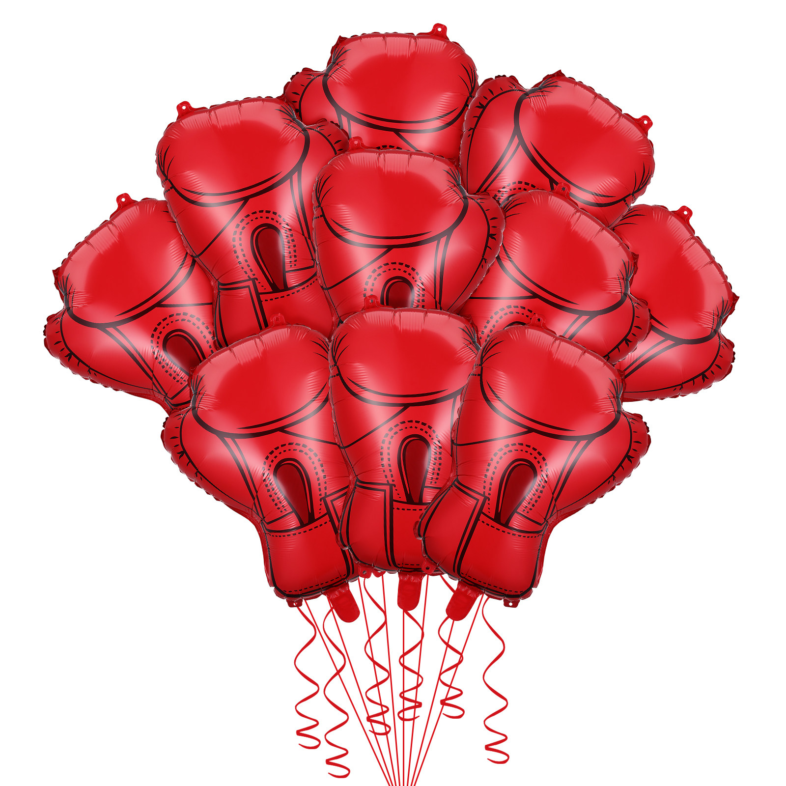 Home Gym Aesthetic - 10Pcs Foil Boxing Balloons Realistic Glove