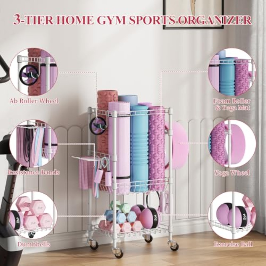 Home Gym Storage Rack with Whe - огляд і ціна Home Gym Yoga Mat Storage