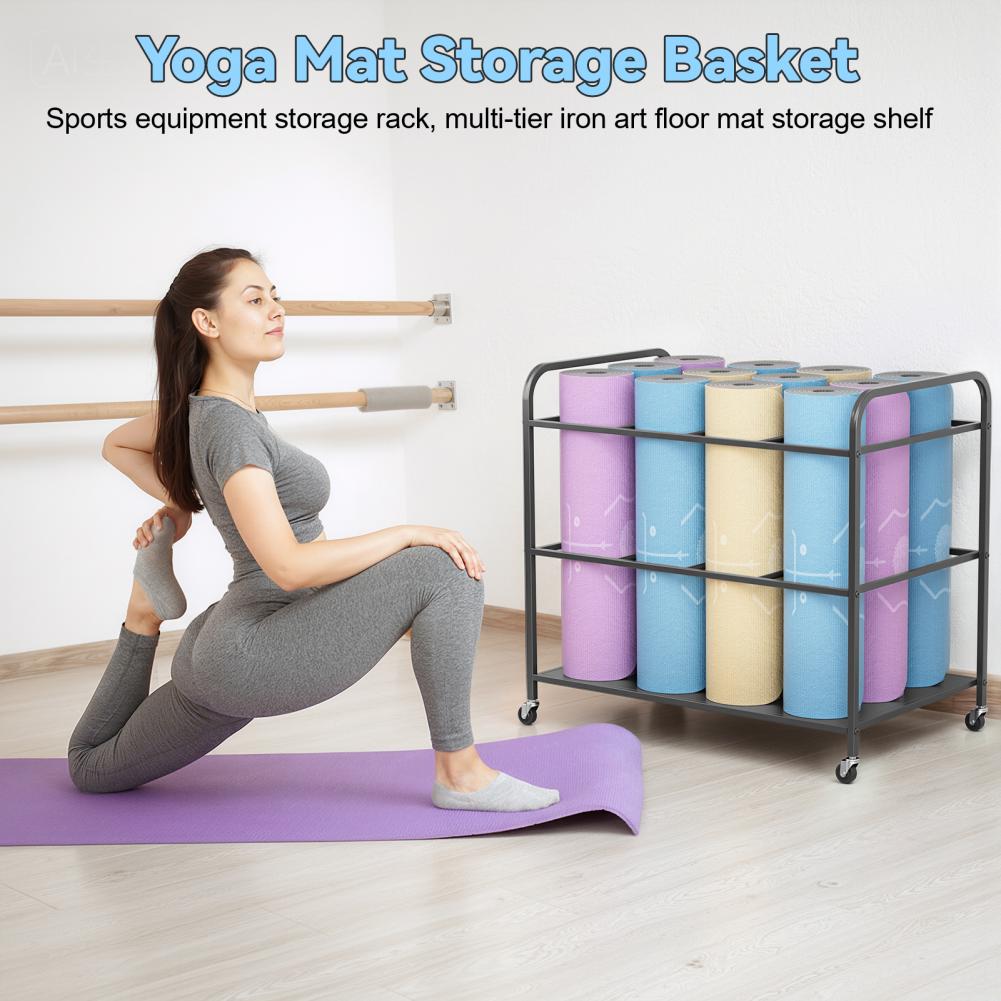 Yoga Mat Storage Rack with Whe - огляд і ціна Home Gym Yoga Mat Storage