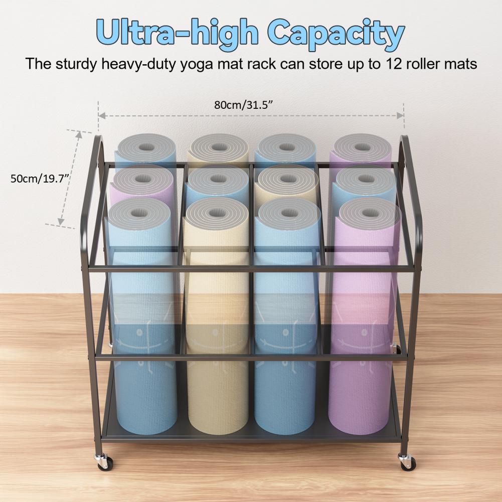Yoga Mat Storage Rack with Whe - огляд і ціна Home Gym Yoga Mat Storage
