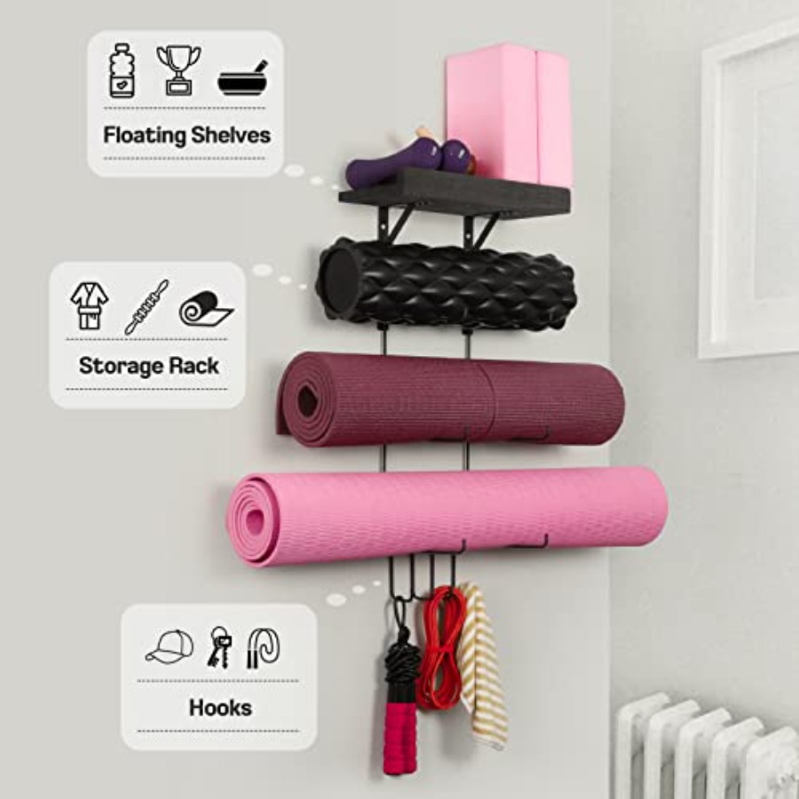 Yoga Mat Holder Wall Mount Yog - огляд і ціна Home Gym Yoga Mat Storage