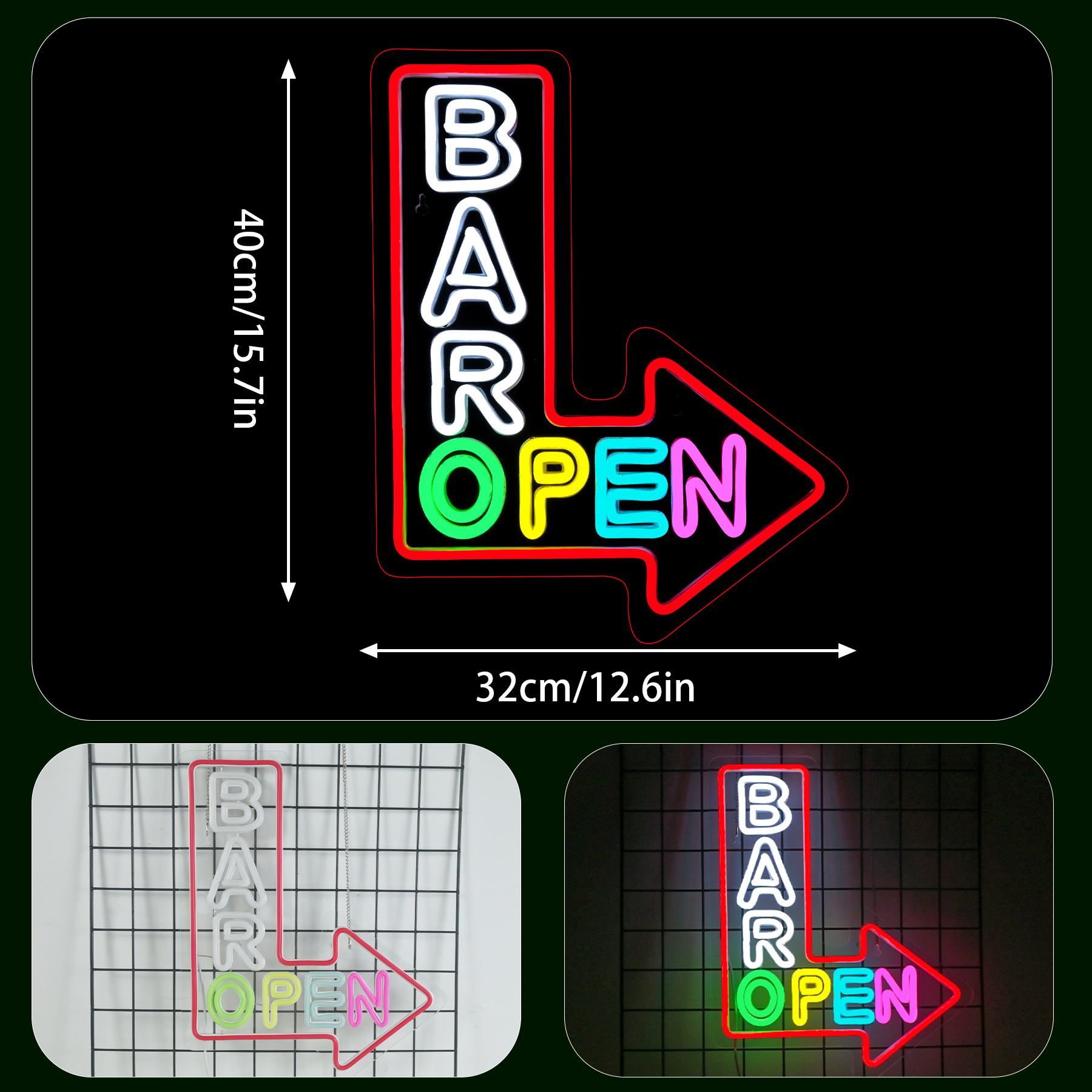 Bar Open Arrow Neon Sign Mix C - огляд і ціна Home Gym Aesthetic