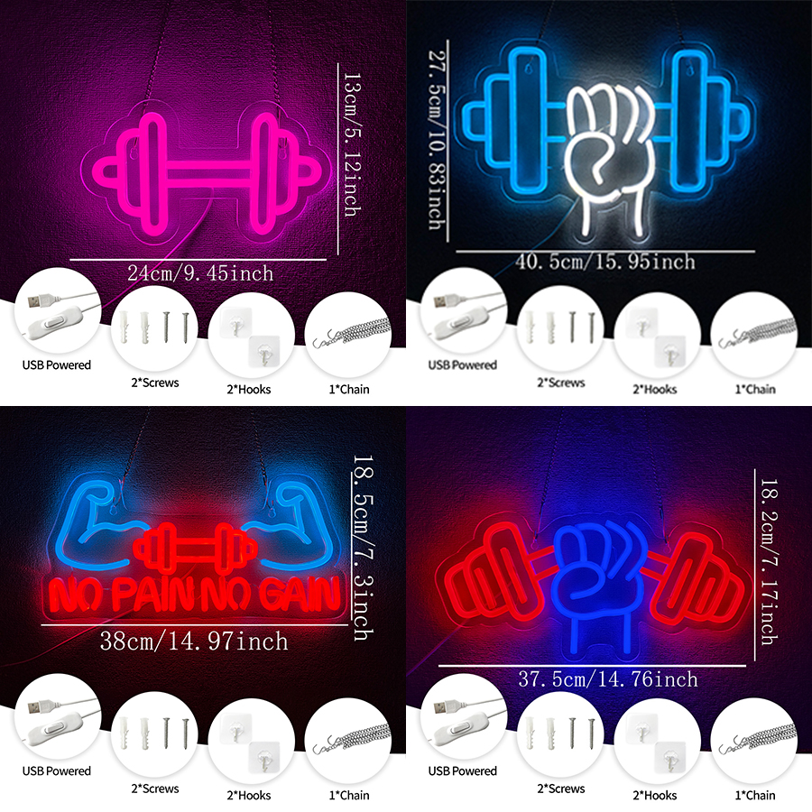 No Pain No Gain Neon Sign for  - огляд і ціна Home Gym Aesthetic